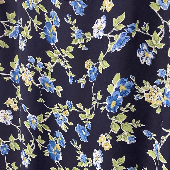 Vintage 90s Navy Floral Maxi Dress Size Medium - Picture 6 of 7